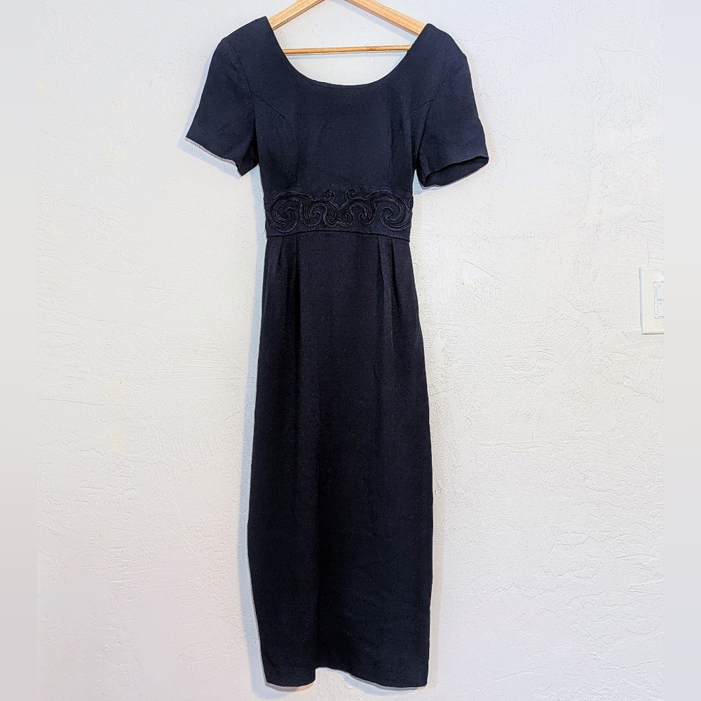 John Roberts Vintage Navy Blue Elegant Formal Long Dress Church Christmas Dinner